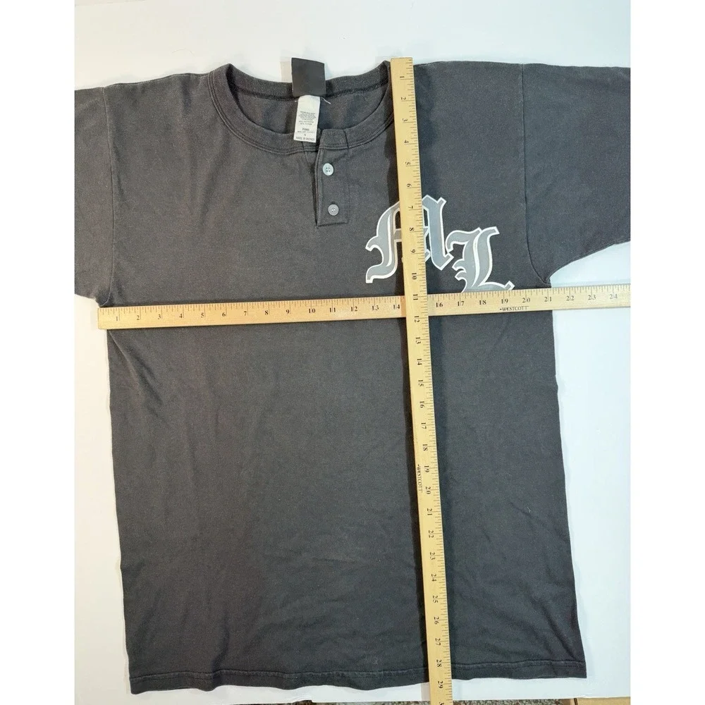 Wilson Vintage Henley Shirt Mens Large Black 2 Button Made Mexico